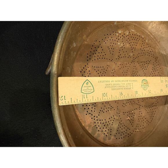 Vintage Copper Colander w/Hanging Loop - Picture 4 of 4
